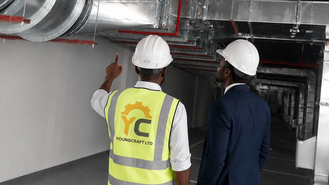 Youngcraft Ltd project team reviewing installed building services