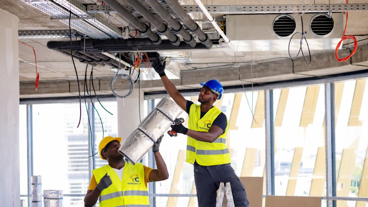 Building-services installation work in progress