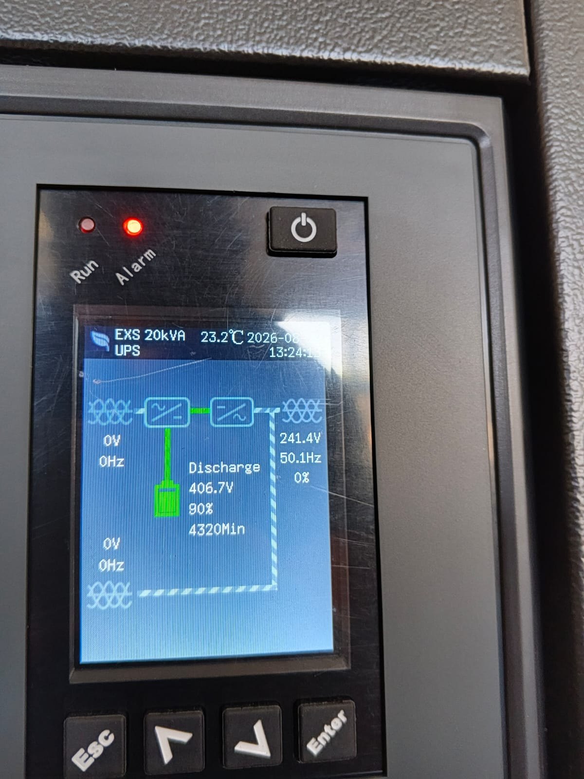 Vertiv Liebert EXS UPS operating on battery during commissioning at KenGen Olkaria